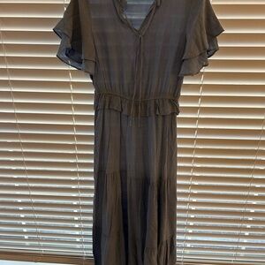 Blue Maxi Dress with Ruffle Sleeves Size M